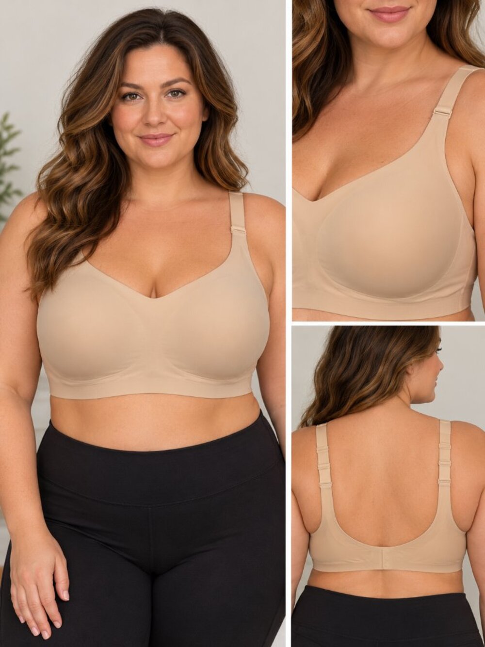 Shapermint 2XL Wireless Shaping Support Bra - Light Beige Nude Color